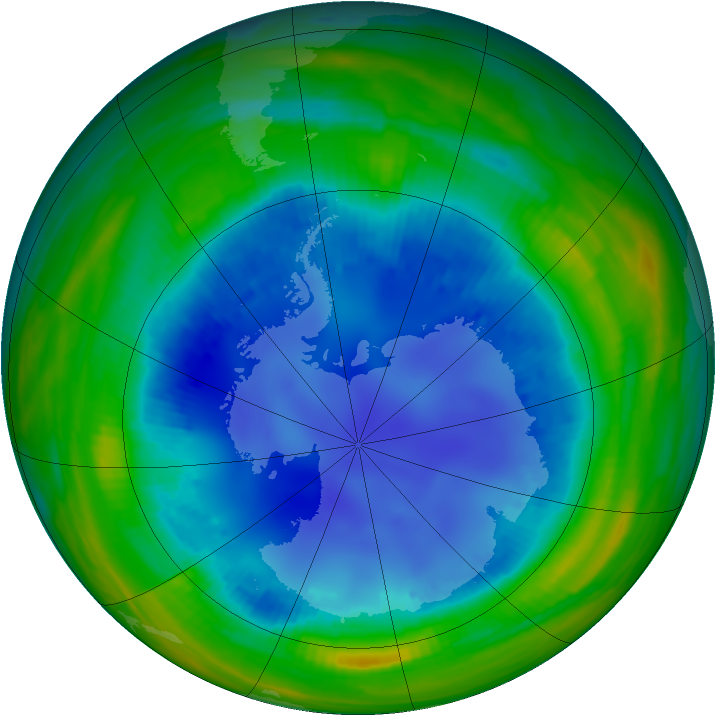 Antarctic ozone map for 13 August 1998